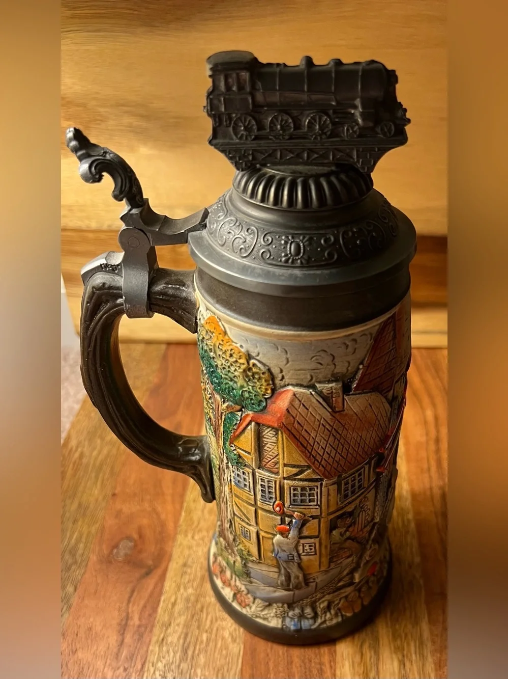 Armin Bay Ltd Ed German Beer Stein #576/5000 95% Pewter Locomotive Lid